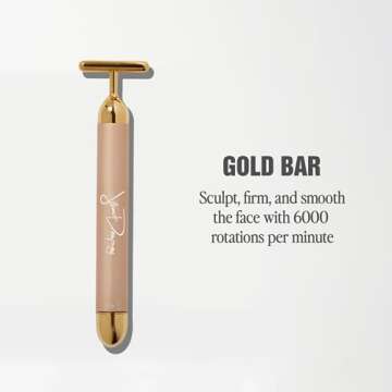 Jillian Dempsey Gold Bar | Original Premium 24K Gold Plated Facial Vibrating Bar With 6,000 Rotations Per Minute | Boost Blood Flow, Sculpt, Firm & Smooth Face | Made in Japan