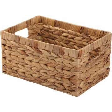 Storage Container, Natural Water Hyacinth Storage Bins Rectangular Basket,Arts and Crafts.