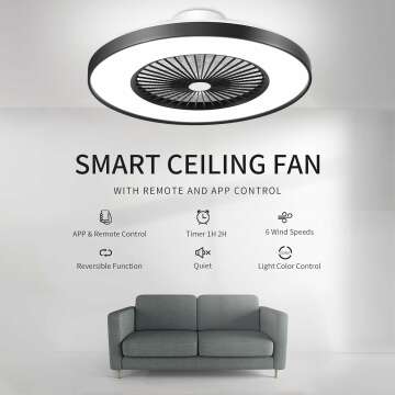 24" Bladeless Low Profile Ceiling Fan with Remote