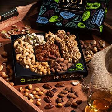 NUT CRAVINGS Gourmet Collection - Luxurious 7 Assortment Nut Gift Basket