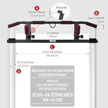 IRON AGE Pull Up Bar For Doorway - Pullupbar With 2024 Enhanced Smart Hook Angled Grip Home Gym Exercise Equipment US Patent (Fits Almost All Doors)