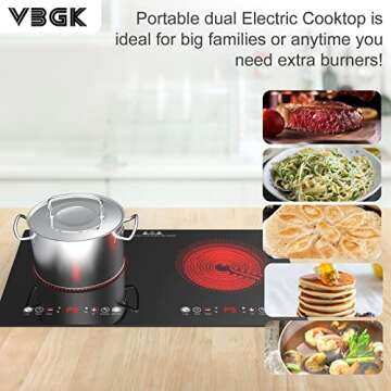 VBGK 24-Inch Electric Cooktop - Efficient 2 Burner Design, 2200W Touch Control Technology