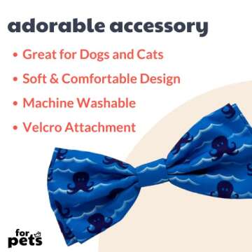 Huxley & Kent Bow Tie for Pets | Octopus Garden (Large) | Bow Tie Collar Attachment | Fun Bow Ties for Dogs & Cats | Cute, Comfortable, and Durable | H&K Bow Tie