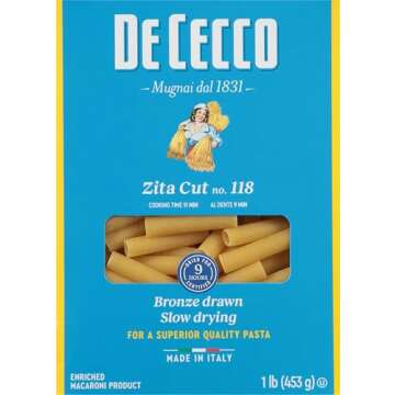 De Cecco Pasta, Penne Rigate No.41, 1 Pound (Pack of 12) - Made in Italy, High in Protein & Iron, Bronze die