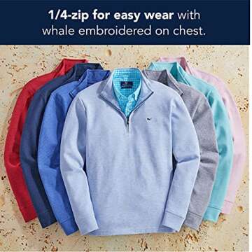 vineyard vines Men's Saltwater Quarter-Zip Pullover Sweater, Grey Heather, S