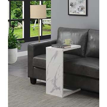 Convenience Concepts Northfield Admiral C End Table, Faux White Marble