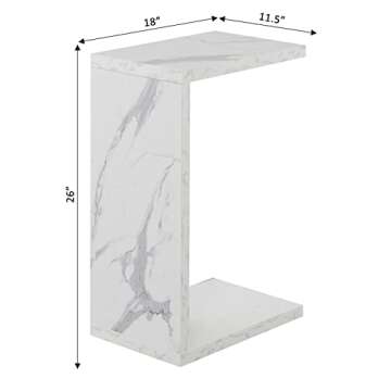 Convenience Concepts Northfield Admiral C End Table, Faux White Marble