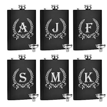 ELEGANTPARK Hip Flasks for Liquor for Men with Initials Monogrammed Gifts Whiskey Flask for Men Birthday Personalized Gifts for Him Groomsmen Dad Engraved Hip Flask with Funnel 8 OZ Letter J