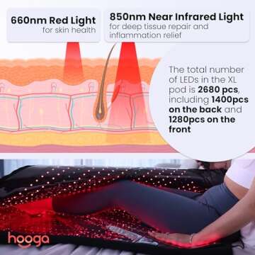 hooga Red Light Therapy Blanket, Full Body Near-Infrared Triple Chip LED Pod with Timer & Pulse Functionality, 2680 LEDs for Pain Relief, Energy Boost, Sleep Improvement, Muscle Recovery & Wellness