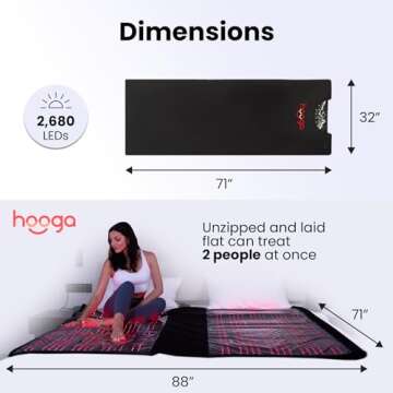 hooga Red Light Therapy Blanket, Full Body Near-Infrared Triple Chip LED Pod with Timer & Pulse Functionality, 2680 LEDs for Pain Relief, Energy Boost, Sleep Improvement, Muscle Recovery & Wellness