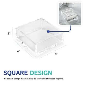 Huang Acrylic Clear Square Paper Napkin Holder | For Cocktails, Hosting, Picnics, Weddings, Parties | Long Lasting Premium Acrylic Construction