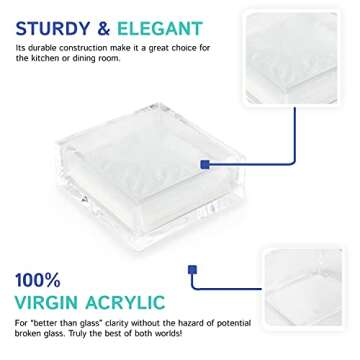 Huang Acrylic Clear Square Paper Napkin Holder | For Cocktails, Hosting, Picnics, Weddings, Parties | Long Lasting Premium Acrylic Construction