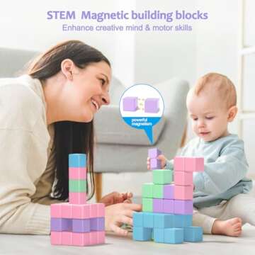 45PCS Magnetic Blocks, Building Blocks for Toddlers Age 3-5 Magnet Cubes Toys STEM Preschool Education Montessori Autism Toys 4-8 Christmas Birthday Gifts for Kids Ages 3 4 5 6 7+ Year Old Boys Girls