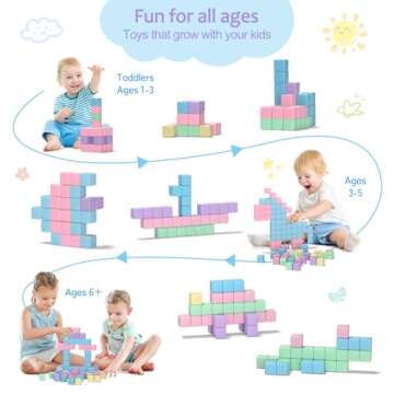 45PCS Magnetic Blocks, Building Blocks for Toddlers Age 3-5 Magnet Cubes Toys STEM Preschool Education Montessori Autism Toys 4-8 Christmas Birthday Gifts for Kids Ages 3 4 5 6 7+ Year Old Boys Girls