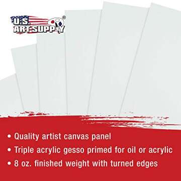 US Art Supply 24-Pack of 8 X 10 inch Professional Artist Quality Acid Free Canvas Panel Boards for Painting Value Pack of 24 (1 Full Case of 24 Single Canvas Board Panels)