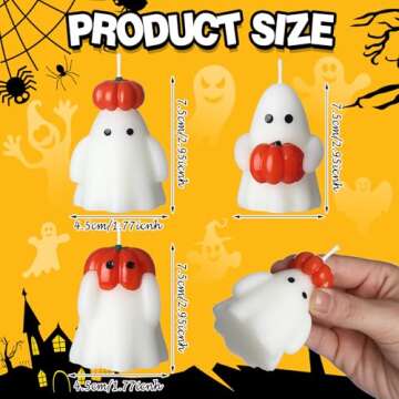 Tondiamo 4 Pcs Halloween Ghost Candle Large Halloween Candle Pumpkin Spooky Ghost Shaped Candles Tea Lights Candle Goth Gifts for Halloween Party Favor Table Decoration (Classic Style, White,Orange)