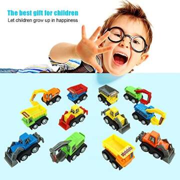 Friday Toys 3-5 Year Old Boys, Mini Toy Cars 3-6 Year Old Boys 12 Pack Construction Pull Back Cars Christmas Best Gifts Stocking Stuffer 3-6 Year Old Boys Halloween FDUSC12C