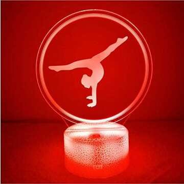 HPBN8 Ltd Creative Artistic Gymnastics 3D Night Light USB Powered Touch Switch Remote Control LED Decor Optical Illusion 3D Lamp 7/16 Colors Changing Brithday Room Decoration