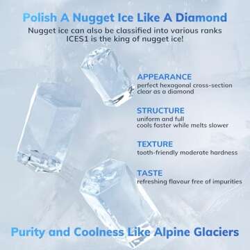 57LB/D AEOCKY Nugget Ice Maker with 4.8LB Ice Bin & 136OZ Tank, Large Sonic Ice Machine Countertop with Water Hose, Compatible with Smart Plug, Self Cleaning, for Big Family, Party, Camping, RV