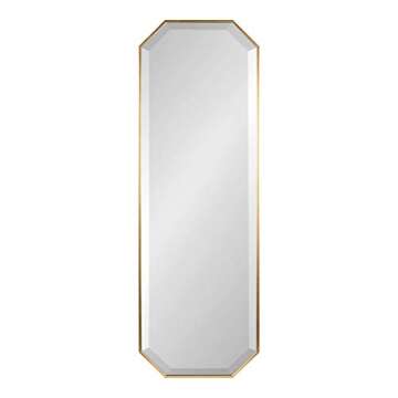 Kate and Laurel Rhodes Modern Full Length Framed Octagon Wall Mirror, 16 x 48, Gold, Decorative Glam Geometric Wall Accent