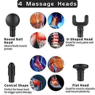 Aroprank Massage Gun Deep Tissue, Mini Aluminum Massage Gun, Percussion Muscle Massage Gun for Athletes for Pain Relief with 4 Massage Heads & 4 Speeds, Gifts for Men & Women, Black