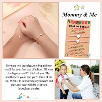 UNGENT THEM Back to School Mommy and Me First Day of Kindergarten Pre k Preschool Bracelet Mother Mom Daughter First Day of School Second 1st 2nd 3rd Grade Back to School Gifts