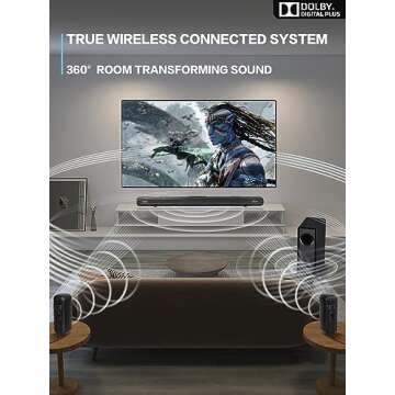 5.1 CH Surround Sound Bar with Dolby Audio, Sound Bars for TV, Wireless Subwoofer & Rear Speaker