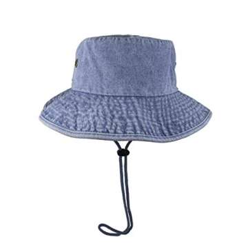 Gelante 100% Cotton Stone-Washed Adjustable Bucket Safari Boonie Sun Hats.1910-1PC Denim Blue L/XL