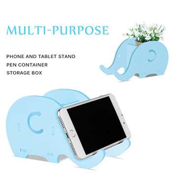 COOLOO Pencil Holder Cell Phone Stand, Cute Elephant Office Accessories Tablet Desk Bracket Compatible, Desk Decoration Multifunctional Stationery Box