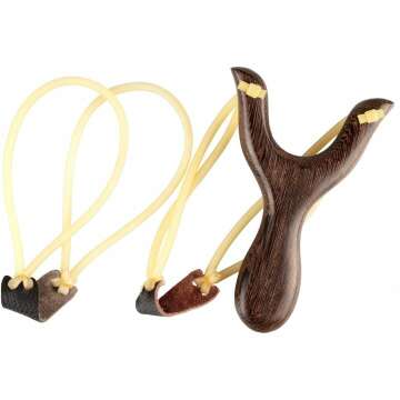 BASUNE Solid Wooden Slingshot Toy – Classic Outdoor Fun