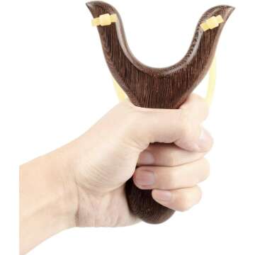 BASUNE Solid Wooden Slingshot Toy – Classic Outdoor Fun