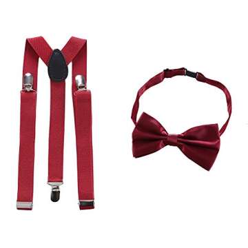 1920s Accessories for Men 20s Gatsby Gangster Costume Accessories Set Fedora Hat Suspenders Wine Red