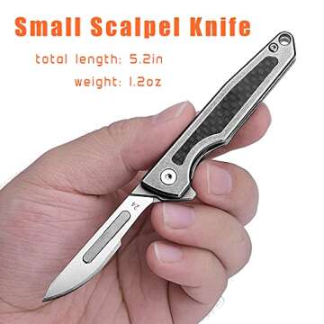 ITOKEY Titanium Folding Scalpel, Slim Razor Knife with Frame Lock, 10pcs #24 Replaceable Carbon Steel Blades, EDC Utility Pocket Knife with Clip, Surgical Keychain Knives for Men Hunting Skinning Outdoor (#24)