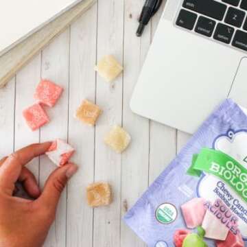 Lovely Candy Co. Organic Sour Chewy Candies 5oz Bag (1-pack) | Natural Raspberry, Apple & Cherry Flavors | Vegan, Gluten Free, Non-GMO, No Artificial Ingredients, Individually Wrapped