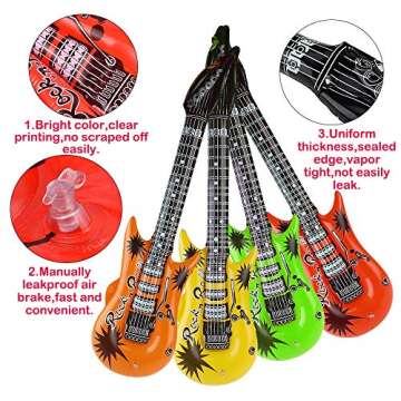 8 Colors Inflatable Guitar 35inch Rock Star Guitar Set, Inflatable Rock 'N Roll Electric Guitar for 80s 90s Themed Party ,Adults Children’s Birthday Party and Wedding Decorations