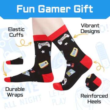 Gamer Gifts for Gamers Men - Funny Gaming Socks for Teen Boys, Video Game Socks for 13-18 Years Kids,Christmas Gifts for Adult