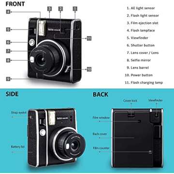 Fujifilm Instax Mini 40 Instant Camera Vintage Black. + Fujifilm Value Pack (40 Sheets) + Shutter Accessories Bundle, includes Vintage Style Compatible Carrying Case, Black Photo Album 64 Pockets