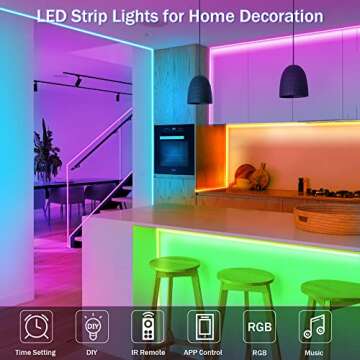 KEELIXIN LED Strip Lights 32.8ft, LED Lights for Bedroom, Music Sync Color Changing Lights, Bluetooth Led Lights with APP & IR Remote Control for Bedroom Room Home Decor Party Festival