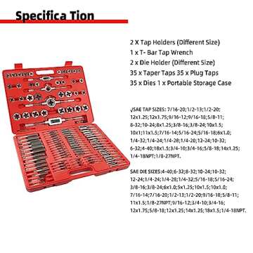 WAKUKA 110 Piece Tap and Die Set（SAE&METRIC）Threading Tool Set With Storage Case | Metric Tap and Die Set | Rethreading Kit | Tap Set | Tap and Die Kit