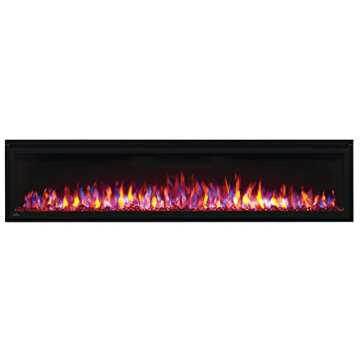 Napoleon Entice 72 - NEFL72CFH - Wall Hanging Electric Fireplace, 72-in, Black, Glass Front, Glass Crystal Ember Bed, 3 Flame Colors, Remote Included