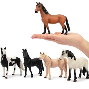 Toymany 6PCS Realistic Large Horse Figurines Set, Detailed Textures Foal Pony Plastic Animal Toy Figures, Christmas Birthday Gifts Decoration for Kids Toddlers Children