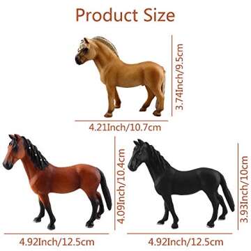 Toymany 6PCS Realistic Large Horse Figurines Set, Detailed Textures Foal Pony Plastic Animal Toy Figures, Christmas Birthday Gifts Decoration for Kids Toddlers Children