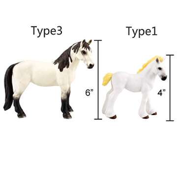 Toymany 6PCS Realistic Large Horse Figurines Set, Detailed Textures Foal Pony Plastic Animal Toy Figures, Christmas Birthday Gifts Decoration for Kids Toddlers Children