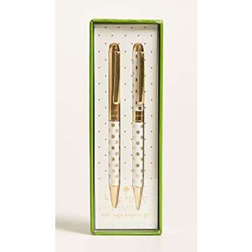 Kate Spade New York Black Ink Ballpoint Pen and 0.9mm Mechanical Pencil Set, Gold Dot