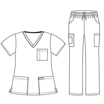 Dagacci Medical Uniform Womens and Mens Scrub Set Unisex Medical Scrub Shirt Top and Pant, White, X-Small, Short Sleeve