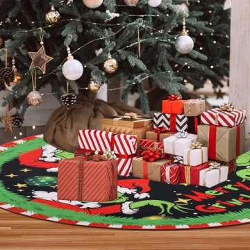 CJYGEGE Merry Christmas Tree Skirt - 48 Inch Cozy Decor