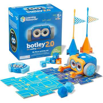 Learning Resources Botley The Coding Robot 2.0 Activity Set - 78 Pieces, Ages 5+ Coding Robot for Kids, STEM Toys for Kids, Early Programming and Coding Games for Kids