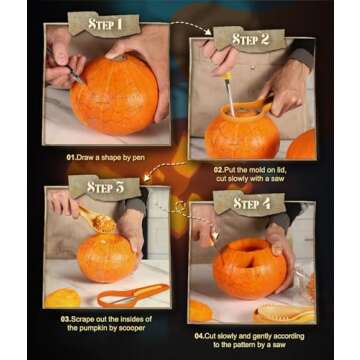 Zuacs Halloween Pumpkin Carving Kit,Professional Stainless Steel Craft Tools for Halloween Decoration Jack-O-Lanterns,2024 New Pumpkin Carving Set For Kids Or Adults,Pumpkin Decorations Tools