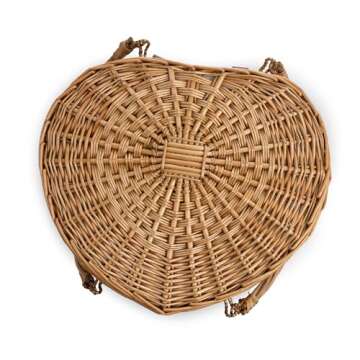 PICNIC TIME Heart Wicker Picnic Basket, 2 Person Set, Couple Gifts, (Antique White)