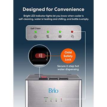 Brio Self Cleaning Bottom Loading Water Cooler Water Dispenser – Limited Edition - 3 Temperature Settings - Hot, Cold & Cool Water